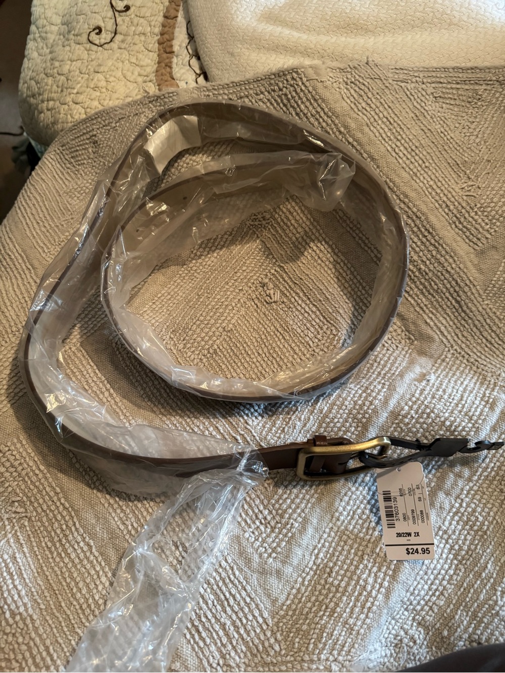 Tan Leather Belt with Brass Buckle